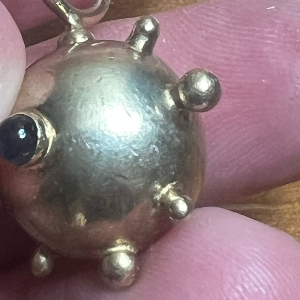 Vintage 1960s Gold-Plated Sterling Silver Sputnik Iolite Pendant HEAVY! 19.8 g - Picture 12 of 15